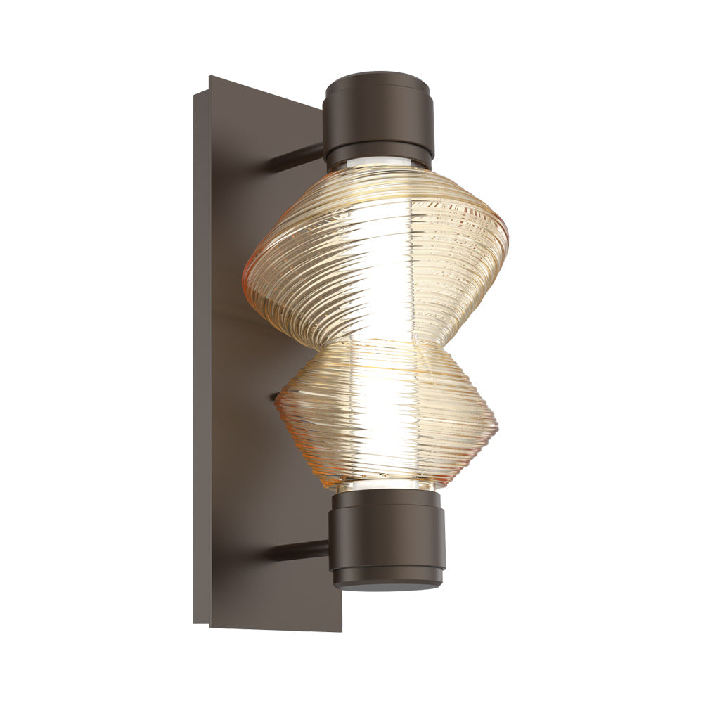 Mesa Mandrel Single LED Wall Light in Flat Bronze/Amber Blown Glass.