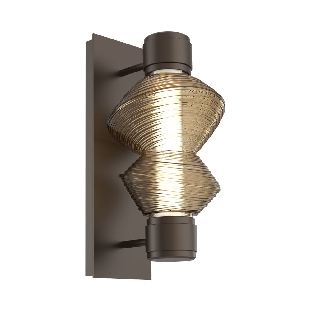 Mesa Mandrel Single LED Wall Light in Flat Bronze/Bronze Blown Glass.