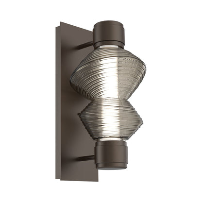 Mesa Mandrel Single LED Wall Light in Flat Bronze/Smoke Blown Glass.