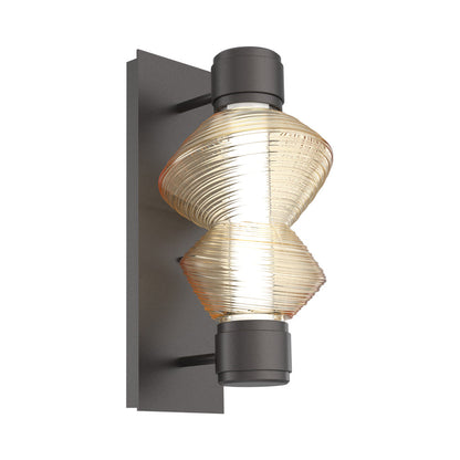 Mesa Mandrel Single LED Wall Light in Graphite/Amber Blown Glass.