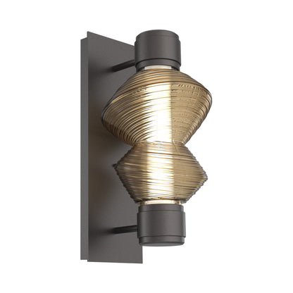 Mesa Mandrel Single LED Wall Light in Graphite/Bronze Blown Glass.