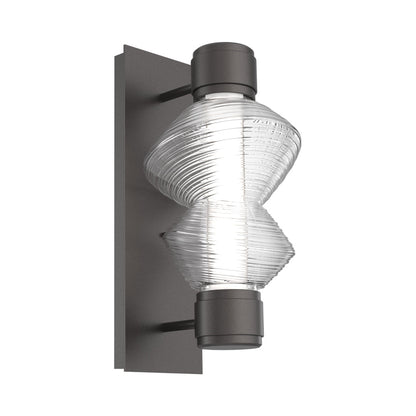 Mesa Mandrel Single LED Wall Light in Graphite/Clear Blown Glass.