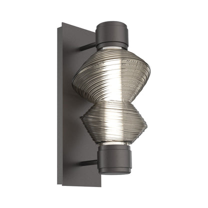 Mesa Mandrel Single LED Wall Light in Graphite/Smoke Blown Glass.