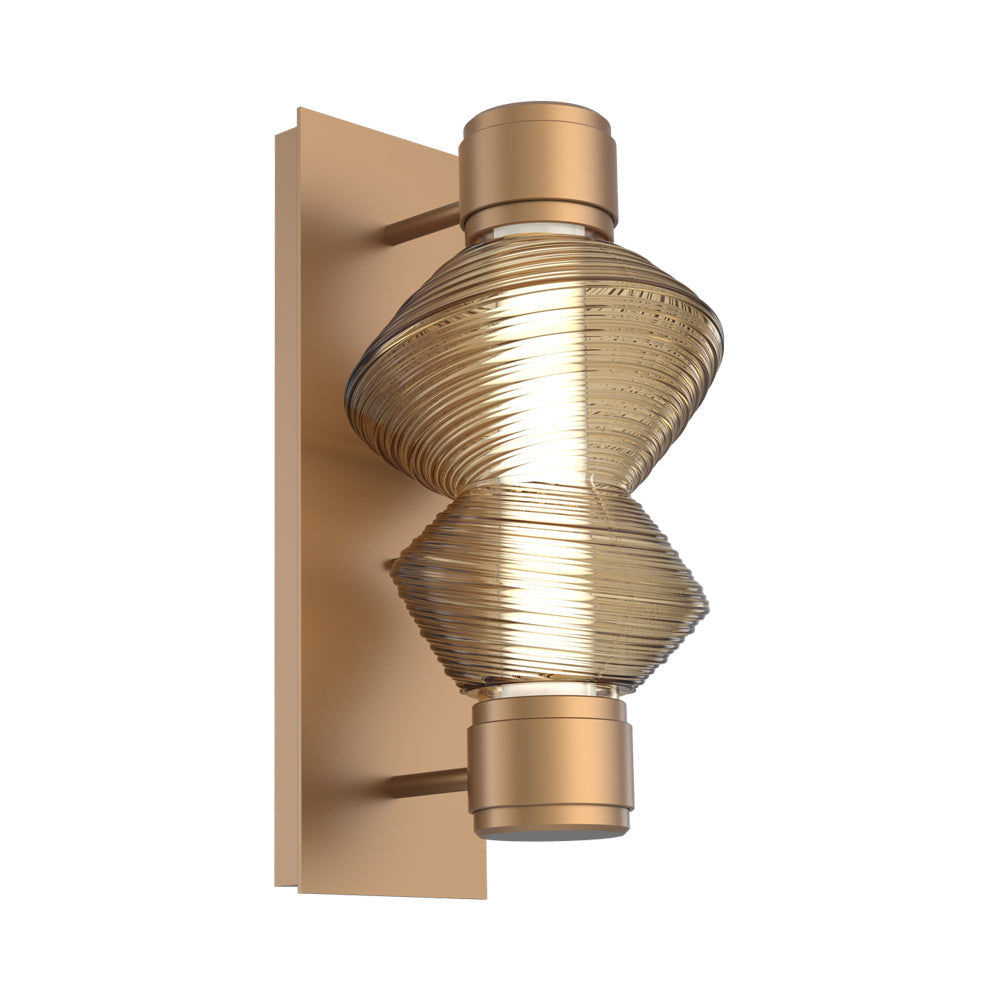 Mesa Mandrel Single LED Wall Light in Novel Brass/Bronze Blown Glass.