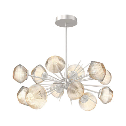 Mesa Oval Starburst LED Chandelier in Beige Silver/Amber Blown Glass.
