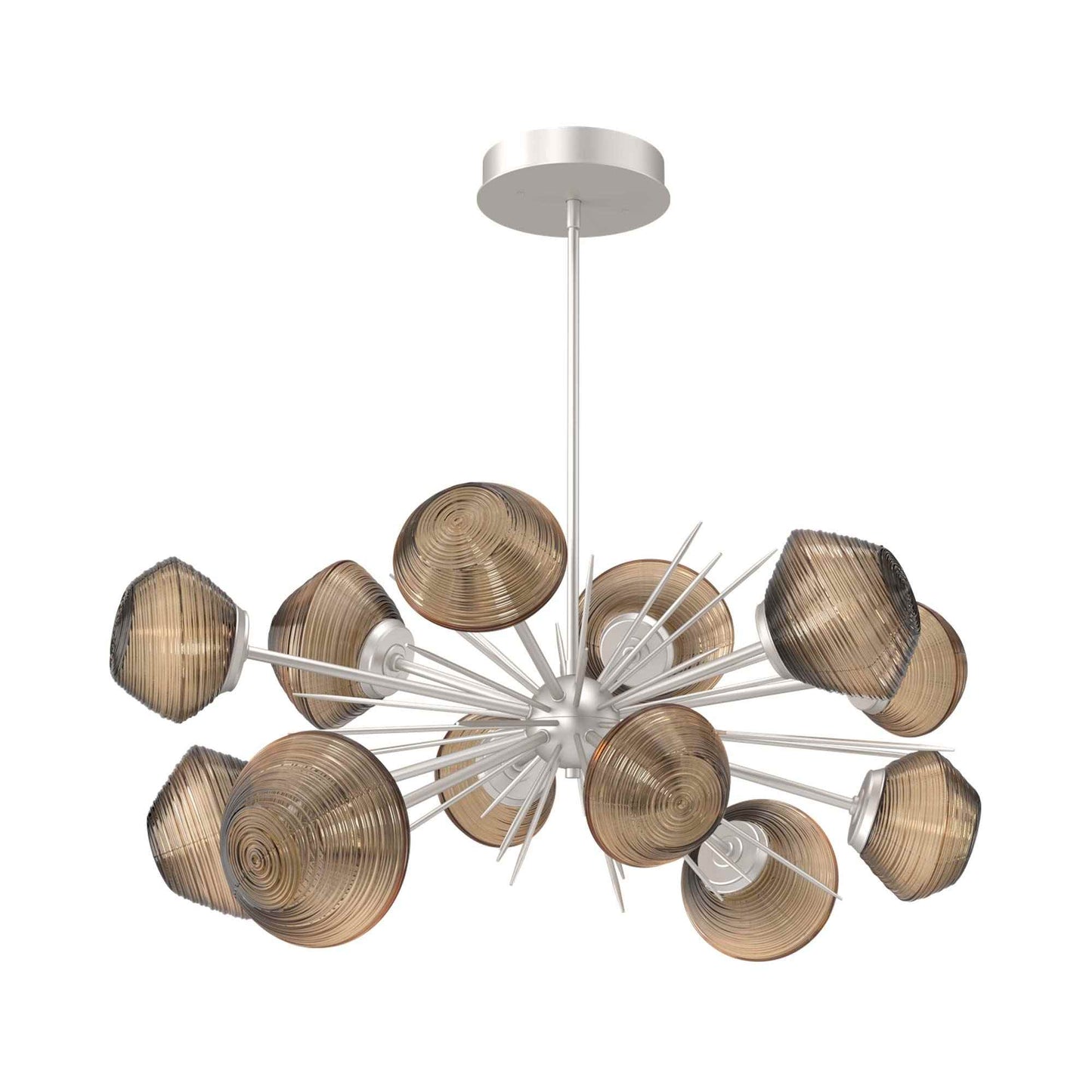 Mesa Oval Starburst LED Chandelier in Beige Silver/Bronze Blown Glass.