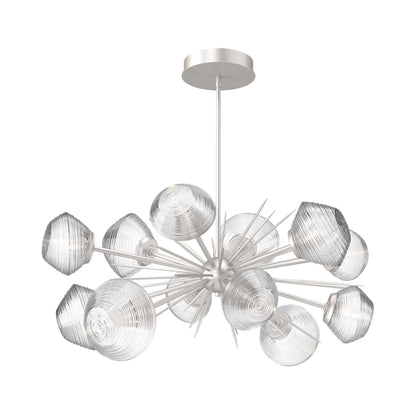 Mesa Oval Starburst LED Chandelier in Beige Silver/Clear Blown Glass.