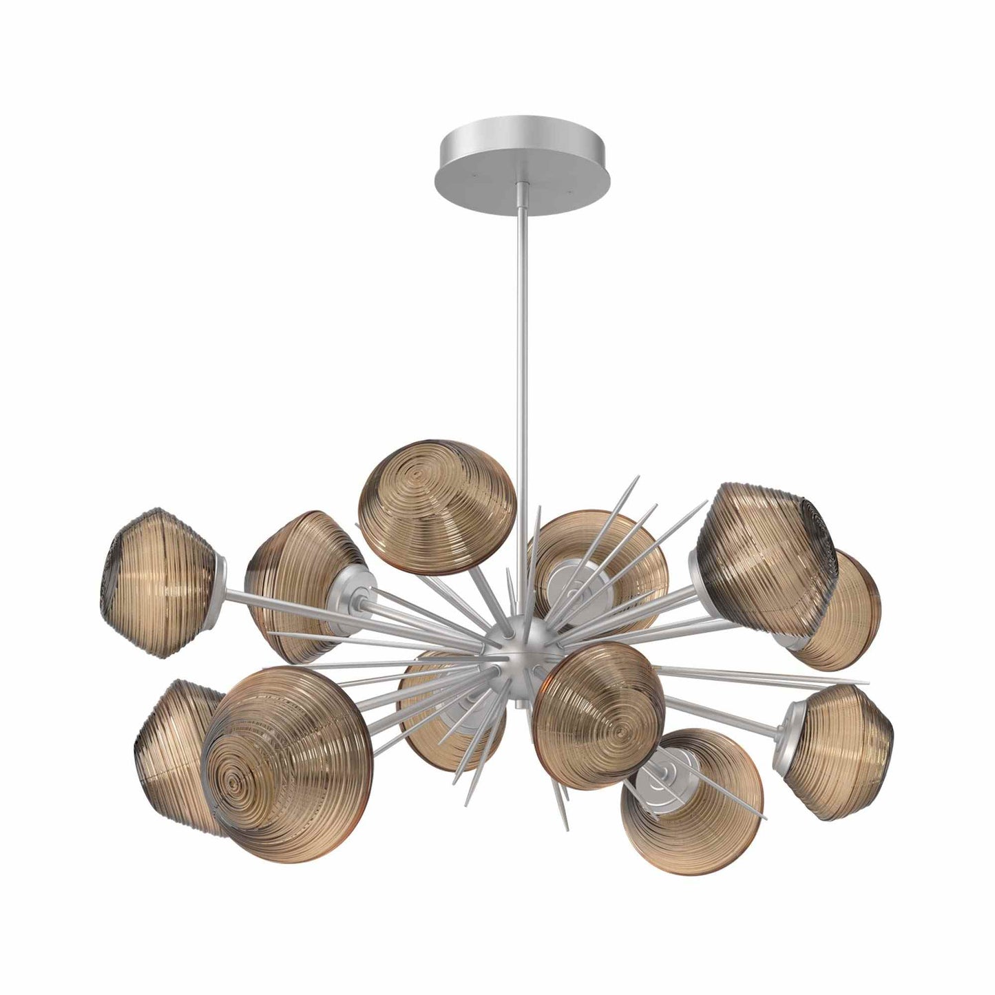 Mesa Oval Starburst LED Chandelier in Classic Silver/Bronze Blown Glass.