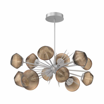 Mesa Oval Starburst LED Chandelier in Classic Silver/Bronze Blown Glass.