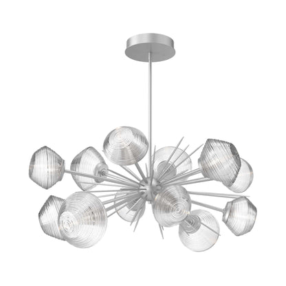Mesa Oval Starburst LED Chandelier in Classic Silver/Clear Blown Glass.