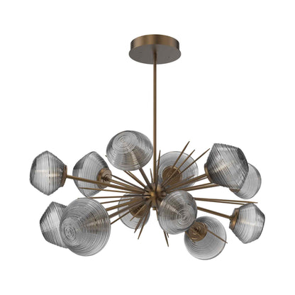 Mesa Oval Starburst LED Chandelier in Flat Bronze/Smoke Blown Glass.