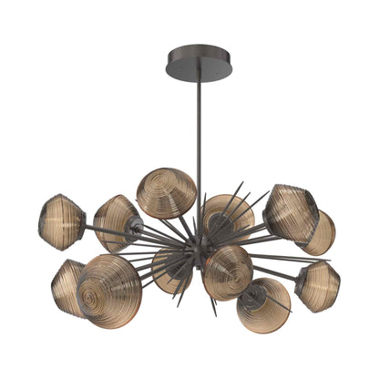 Mesa Oval Starburst LED Chandelier in Graphite/Bronze Blown Glass.