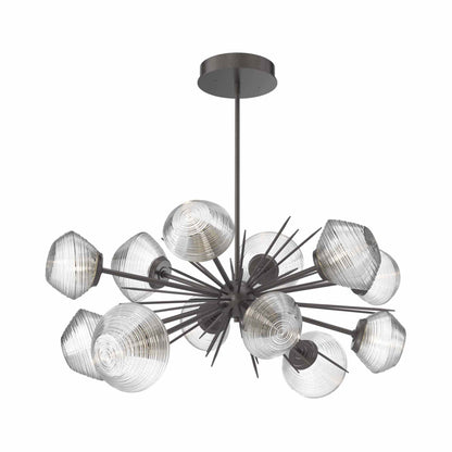 Mesa Oval Starburst LED Chandelier in Graphite/Clear Blown Glass.