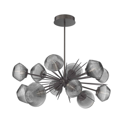 Mesa Oval Starburst LED Chandelier in Graphite/Smoke Blown Glass.