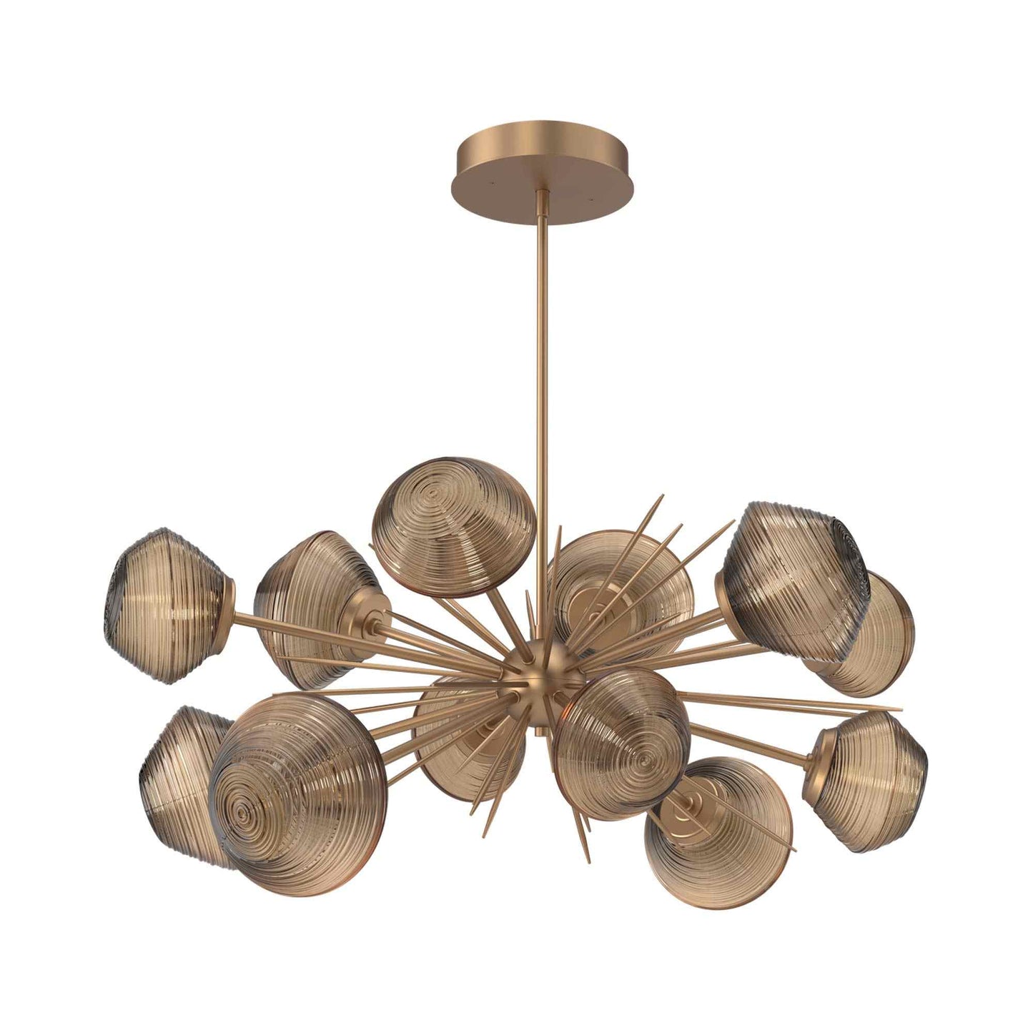 Mesa Oval Starburst LED Chandelier in Novel Brass/Bronze Blown Glass.