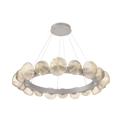 Mesa Radial Ring LED Chandelier in Beige Silver/Amber Blown Glass (47.5-Inch).