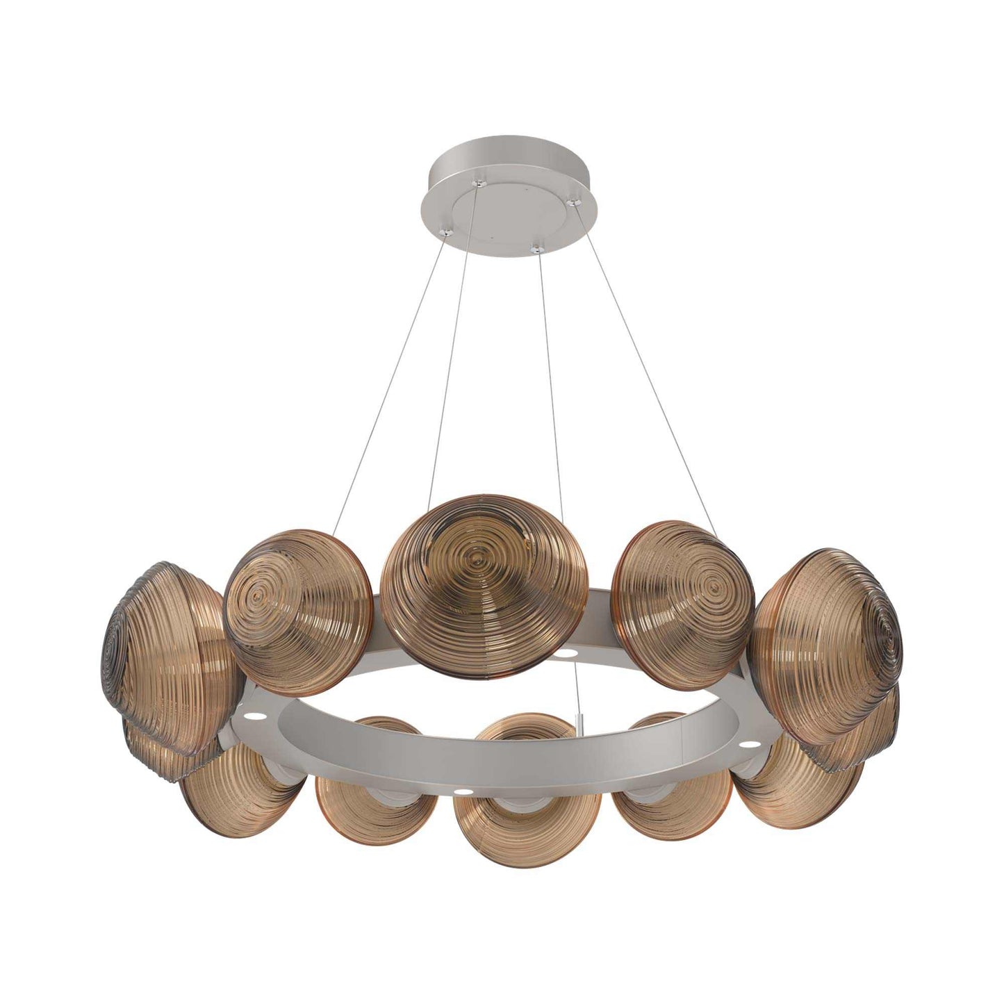 Mesa Radial Ring LED Chandelier in Beige Silver/Bronze Blown Glass (35.2-Inch).