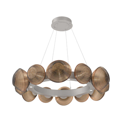 Mesa Radial Ring LED Chandelier in Beige Silver/Bronze Blown Glass (35.2-Inch).