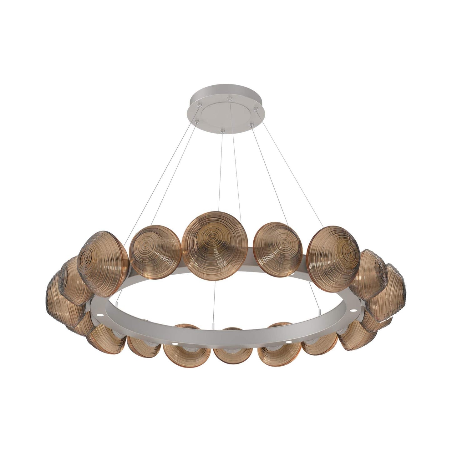 Mesa Radial Ring LED Chandelier in Beige Silver/Bronze Blown Glass (47.5-Inch).