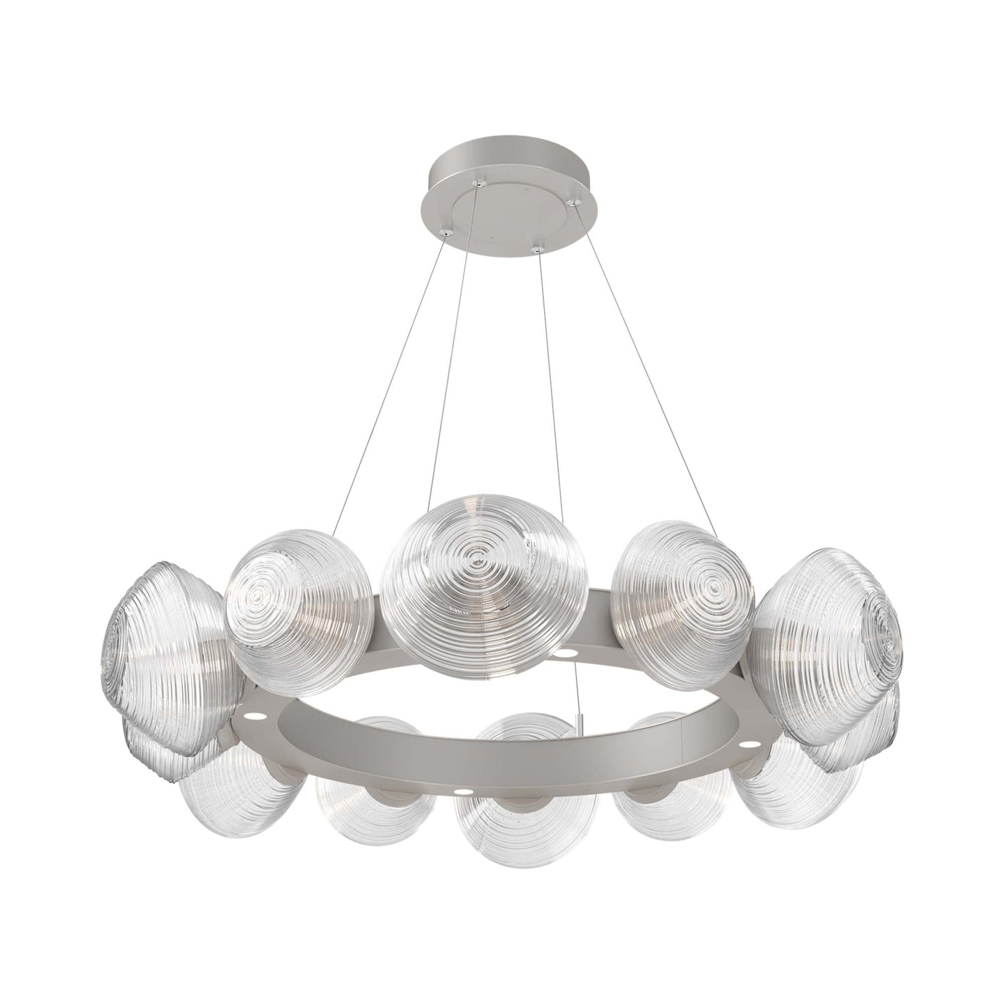Mesa Radial Ring LED Chandelier in Beige Silver/Clear Blown Glass (35.2-Inch).