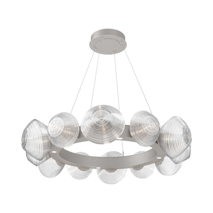 Mesa Radial Ring LED Chandelier in Beige Silver/Clear Blown Glass (35.2-Inch).