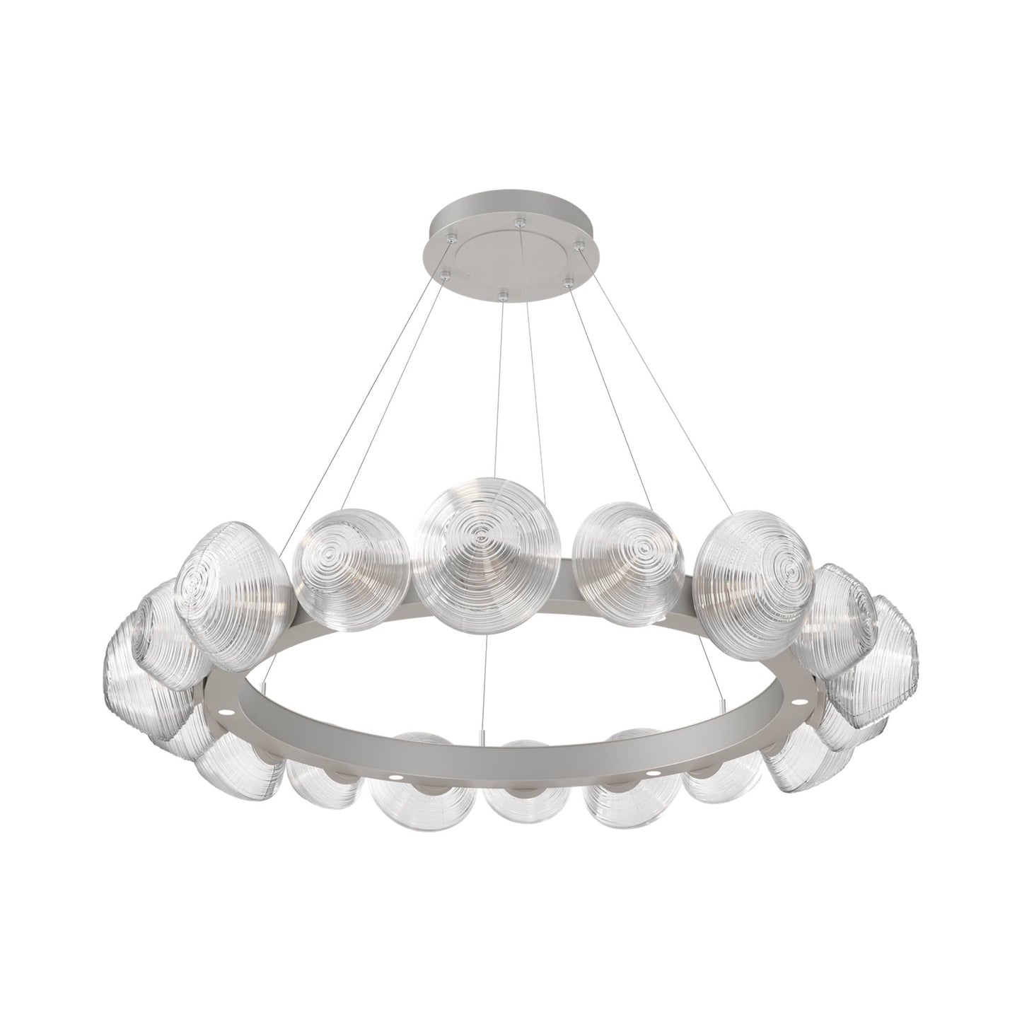 Mesa Radial Ring LED Chandelier in Beige Silver/Clear Blown Glass (47.5-Inch).