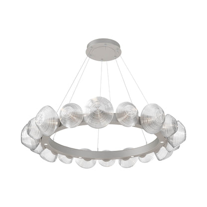 Mesa Radial Ring LED Chandelier in Beige Silver/Clear Blown Glass (47.5-Inch).