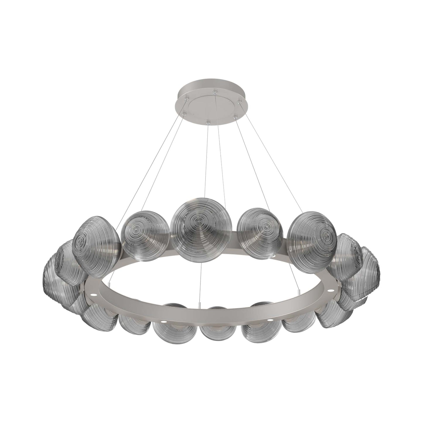 Mesa Radial Ring LED Chandelier in Beige Silver/Smoke Blown Glass (47.5-Inch).