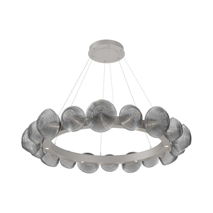 Mesa Radial Ring LED Chandelier in Beige Silver/Smoke Blown Glass (47.5-Inch).