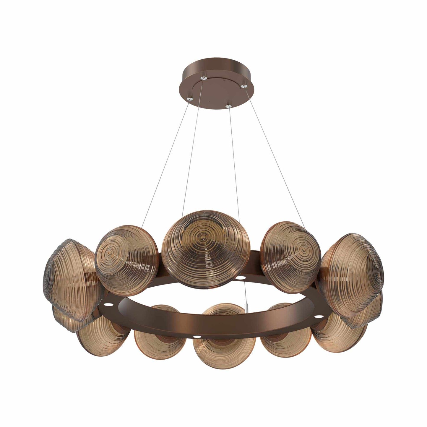 Mesa Radial Ring LED Chandelier in Burnished Bronze/Bronze Blown Glass (35.2-Inch).