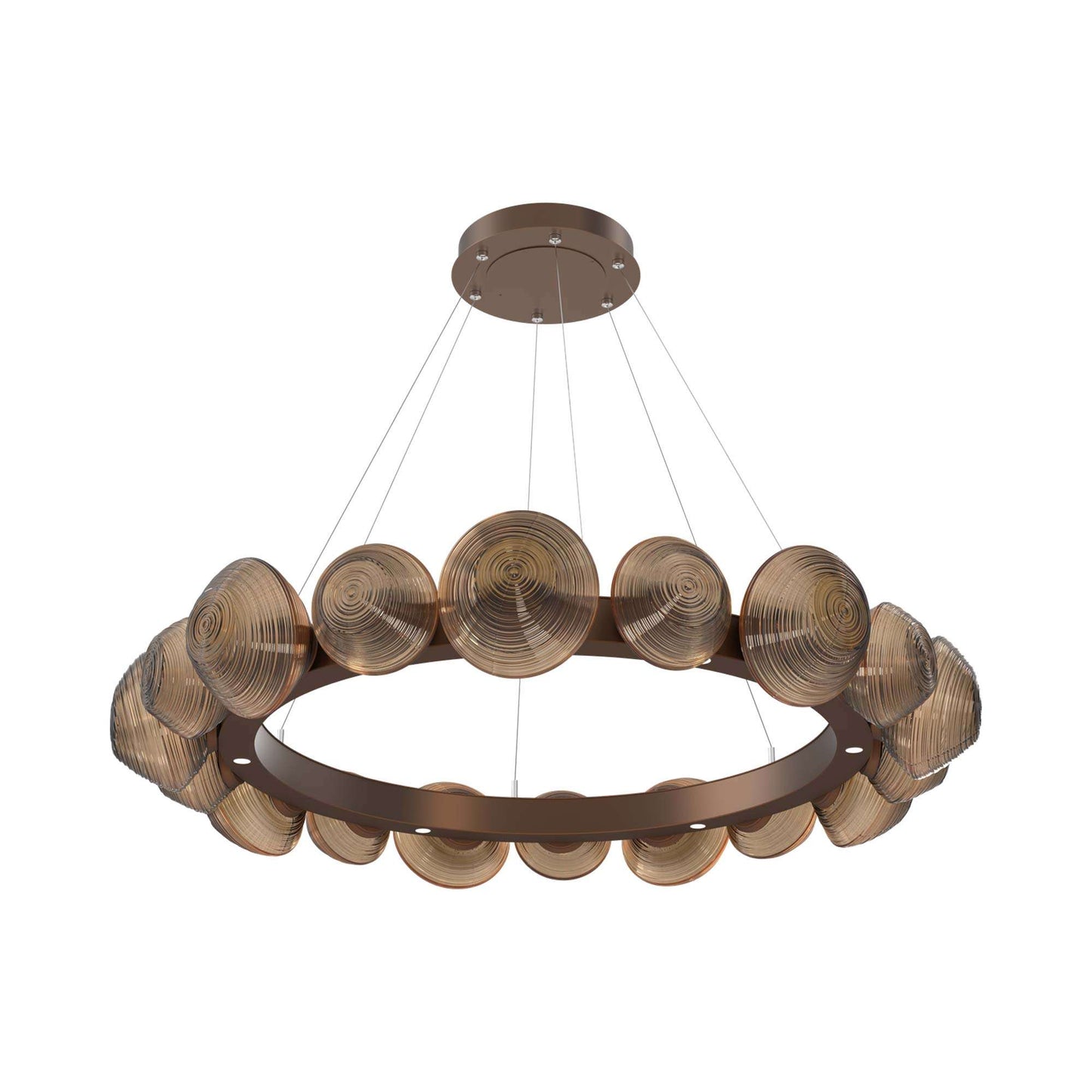 Mesa Radial Ring LED Chandelier in Burnished Bronze/Bronze Blown Glass (47.5-Inch).