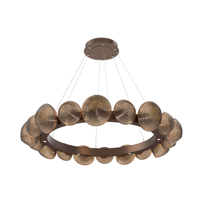 Mesa Radial Ring LED Chandelier in Burnished Bronze/Bronze Blown Glass (47.5-Inch).