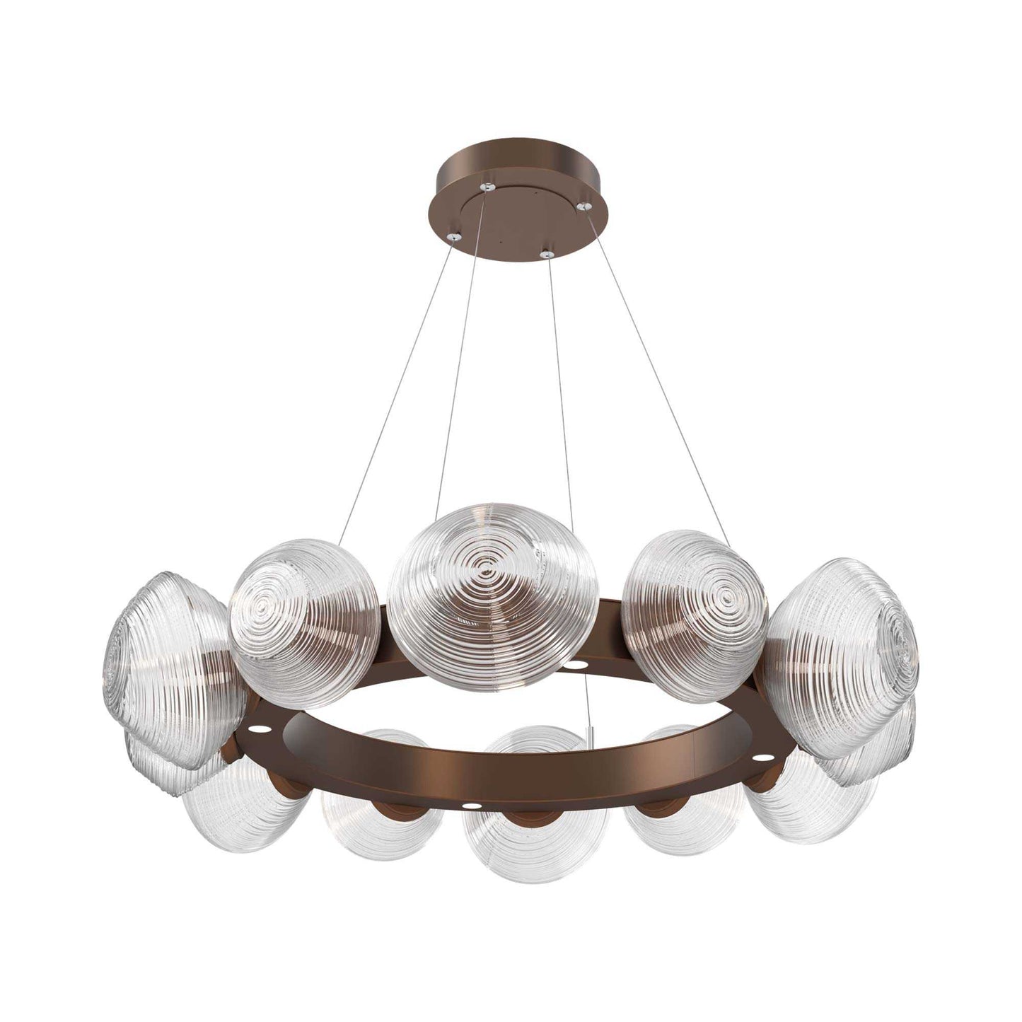 Mesa Radial Ring LED Chandelier in Burnished Bronze/Clear Blown Glass (35.2-Inch).