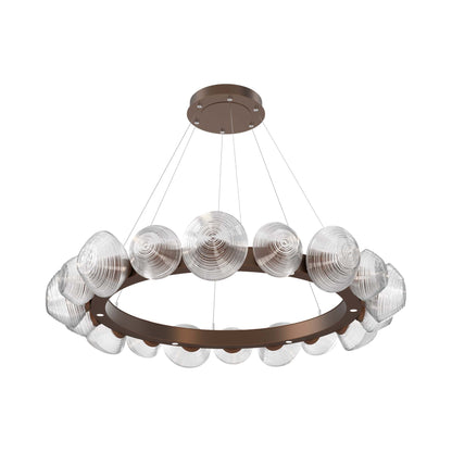 Mesa Radial Ring LED Chandelier in Burnished Bronze/Clear Blown Glass (47.5-Inch).