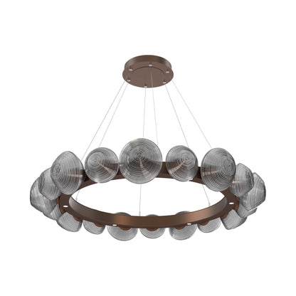 Mesa Radial Ring LED Chandelier in Burnished Bronze/Smoke Blown Glass (47.5-Inch).