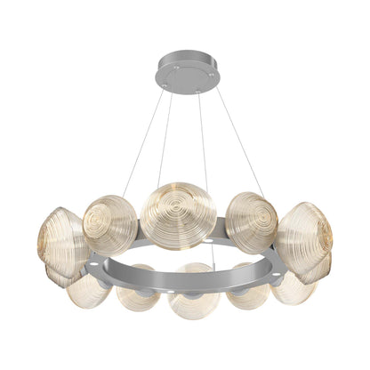 Mesa Radial Ring LED Chandelier in Classic Silver/Amber Blown Glass (35.2-Inch).