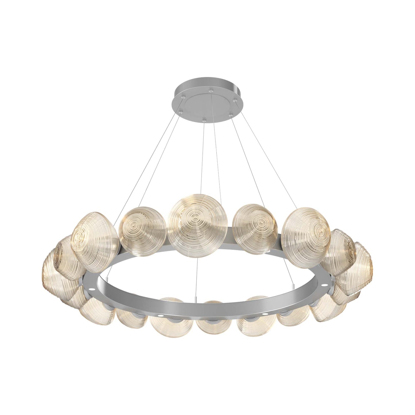 Mesa Radial Ring LED Chandelier in Classic Silver/Amber Blown Glass (47.5-Inch).