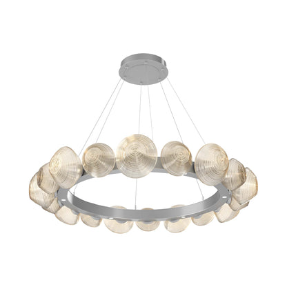 Mesa Radial Ring LED Chandelier in Classic Silver/Amber Blown Glass (47.5-Inch).
