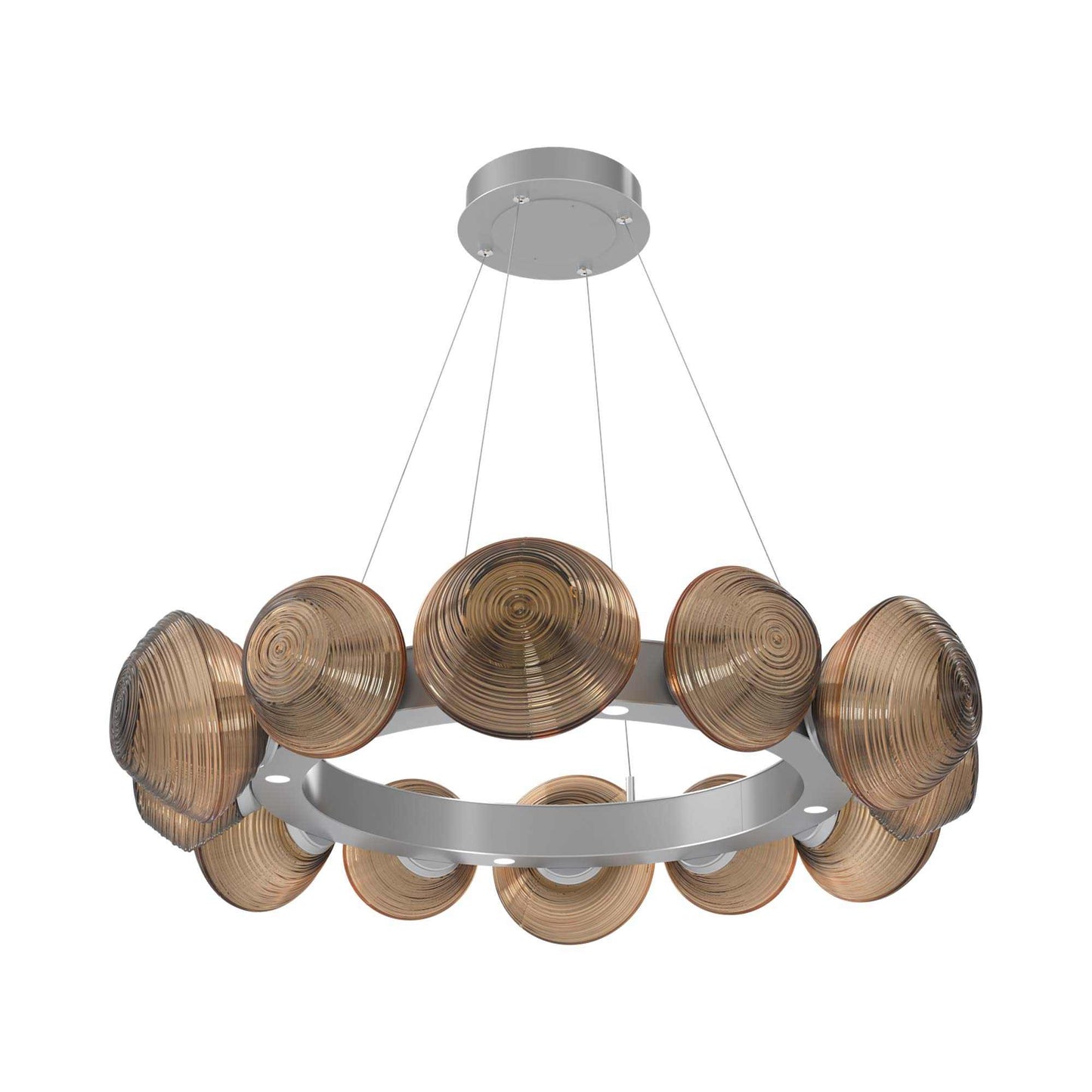 Mesa Radial Ring LED Chandelier in Classic Silver/Bronze Blown Glass (35.2-Inch).