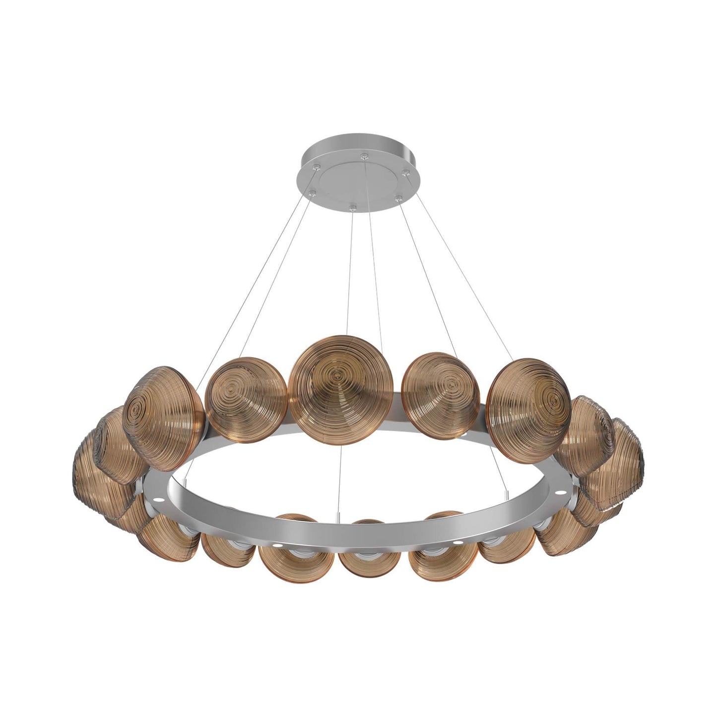 Mesa Radial Ring LED Chandelier in Classic Silver/Bronze Blown Glass (47.5-Inch).