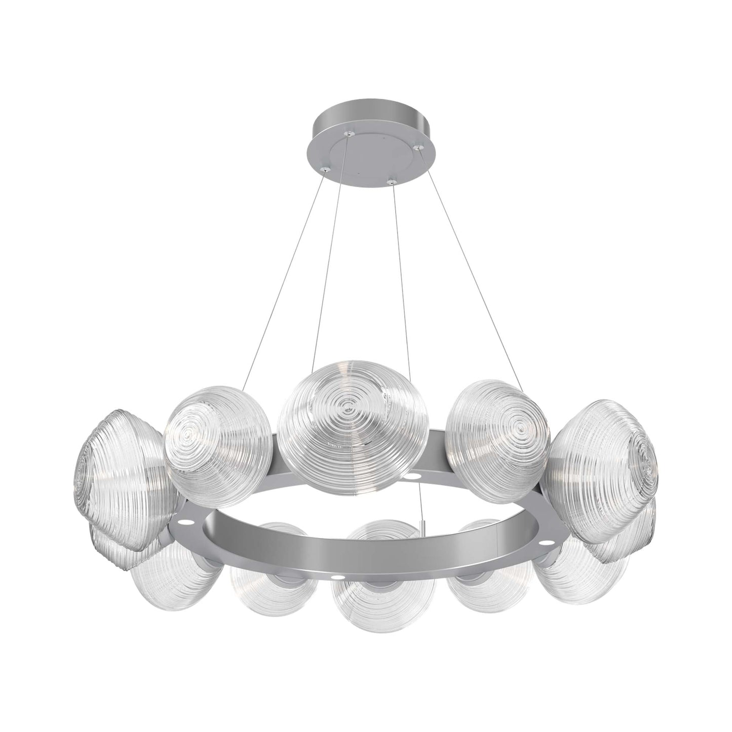 Mesa Radial Ring LED Chandelier in Classic Silver/Clear Blown Glass (35.2-Inch).