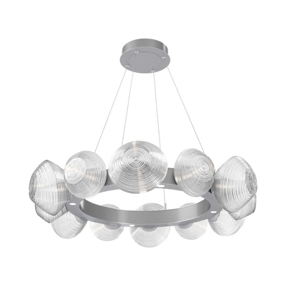 Mesa Radial Ring LED Chandelier in Classic Silver/Clear Blown Glass (35.2-Inch).