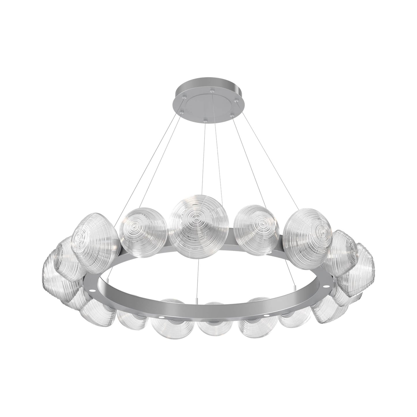 Mesa Radial Ring LED Chandelier in Classic Silver/Clear Blown Glass (47.5-Inch).