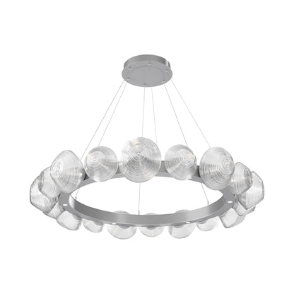 Mesa Radial Ring LED Chandelier in Classic Silver/Clear Blown Glass (47.5-Inch).