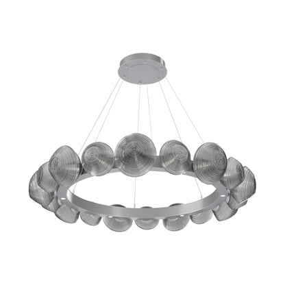 Mesa Radial Ring LED Chandelier in Classic Silver/Smoke Blown Glass (47.5-Inch).