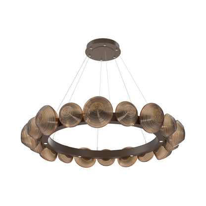 Mesa Radial Ring LED Chandelier in Flat Bronze/Bronze Blown Glass (47.5-Inch).