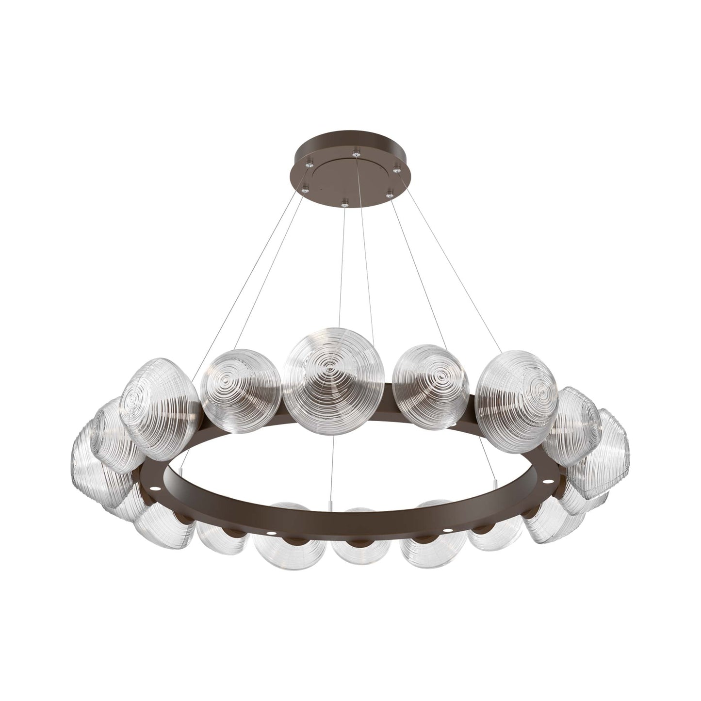 Mesa Radial Ring LED Chandelier in Flat Bronze/Clear Blown Glass (47.5-Inch).