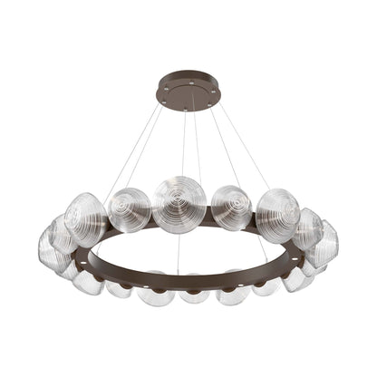 Mesa Radial Ring LED Chandelier in Flat Bronze/Clear Blown Glass (47.5-Inch).