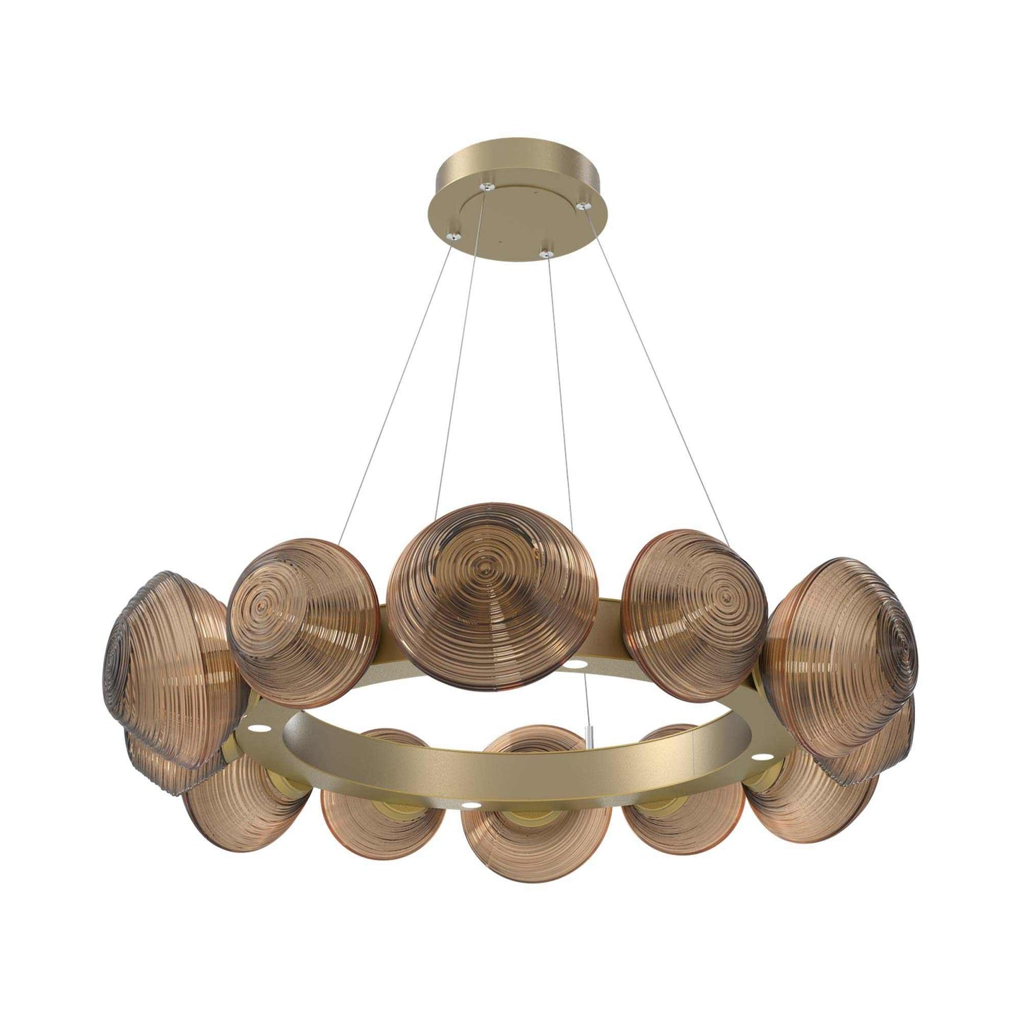 Mesa Radial Ring LED Chandelier in Gilded Brass/Bronze Blown Glass (35.2-Inch).