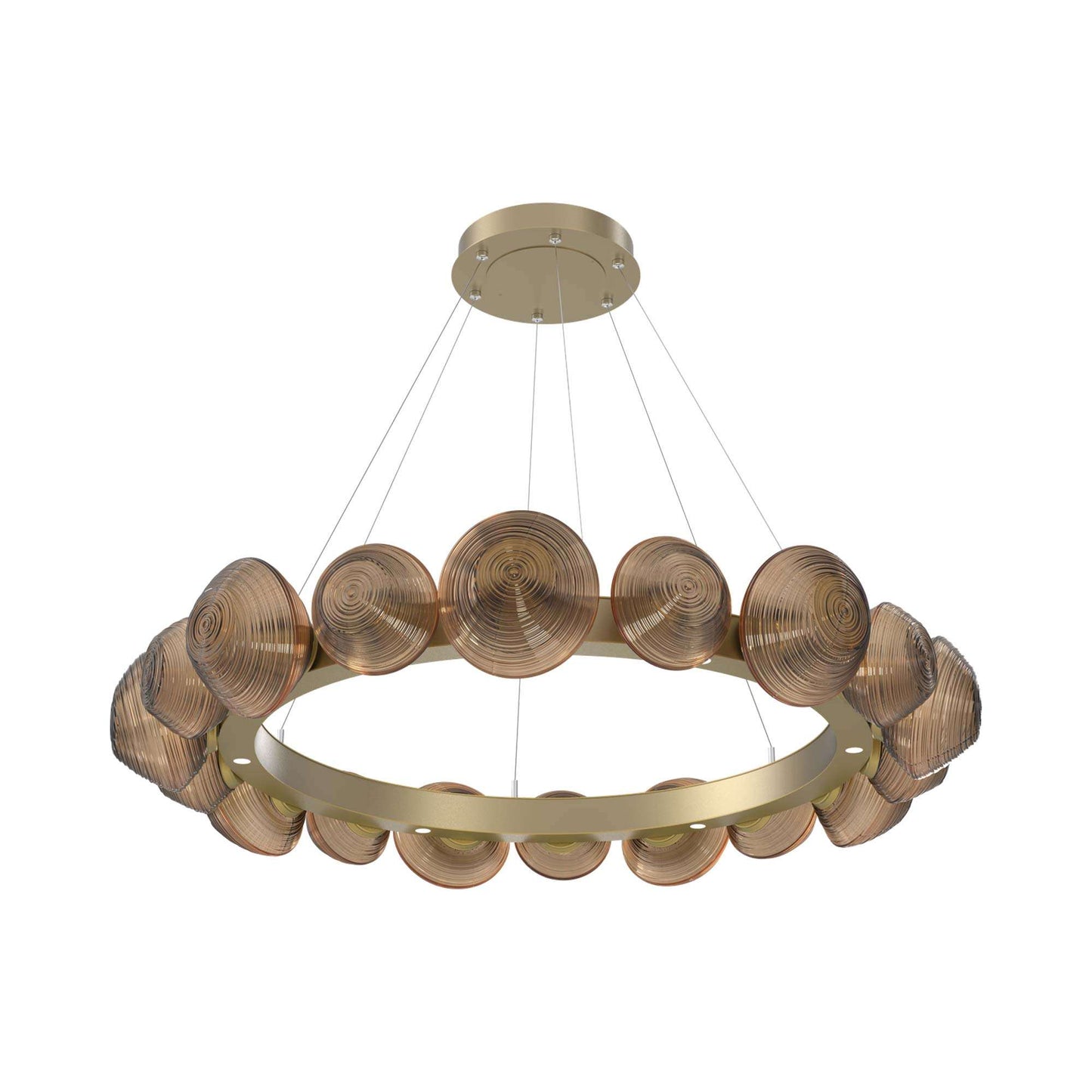 Mesa Radial Ring LED Chandelier in Gilded Brass/Bronze Blown Glass (47.5-Inch).